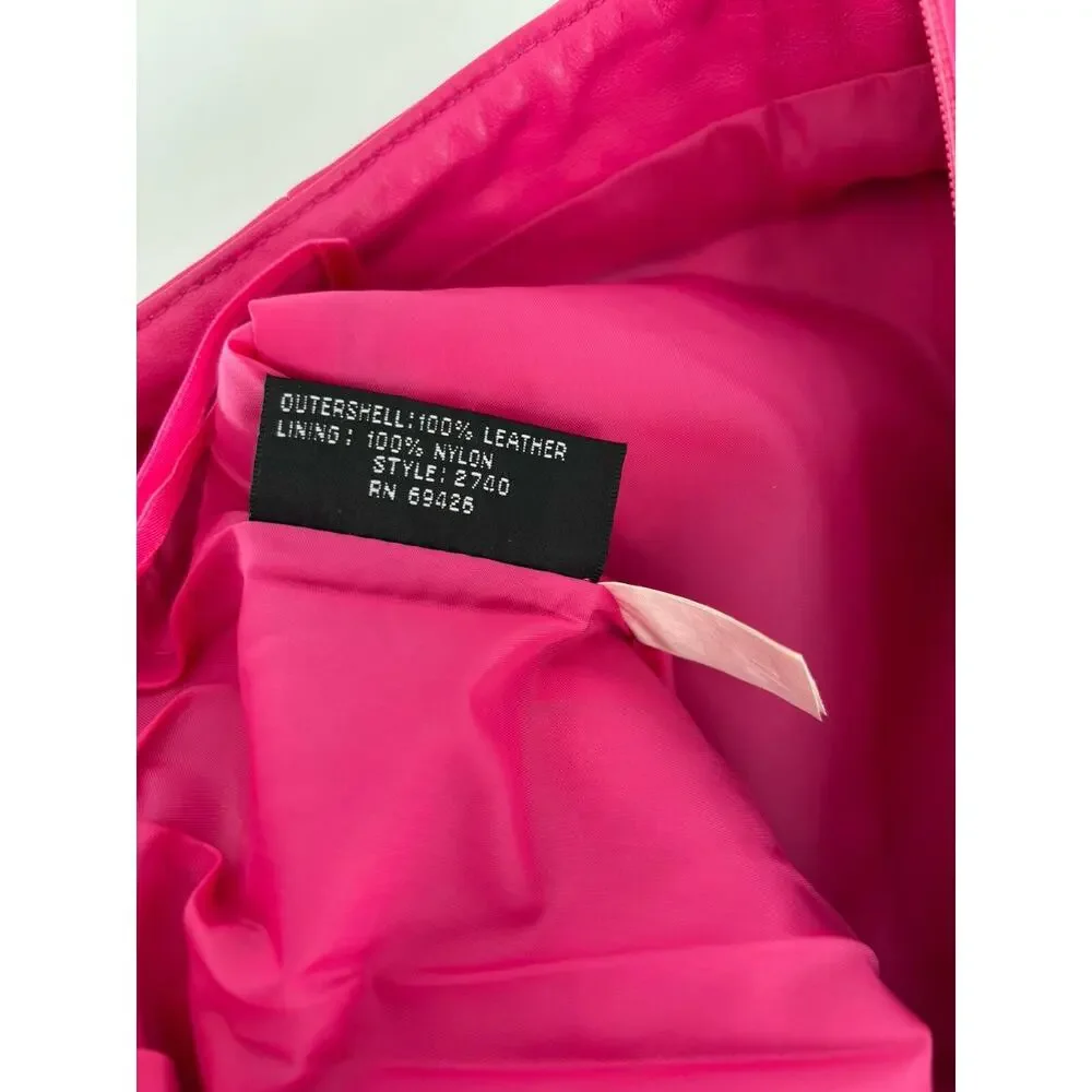 Chia Vintage Hot Pink Leather Skirt Womens 4 Short Zip Up Lined 80s 90s Retro